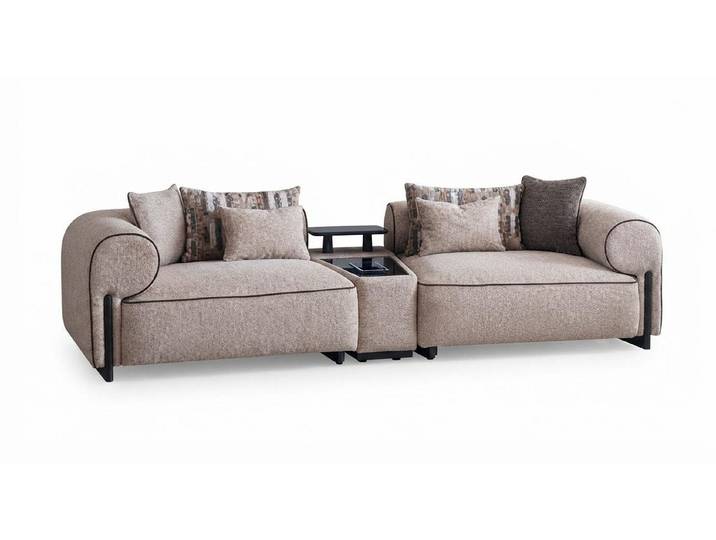 Xlmoebel 3-Sitzer Beiges Modernes 3-Sitzer Sofa mit Ladefunktion Wohnzimmer Couch, 1 Teile, Ladefunktion