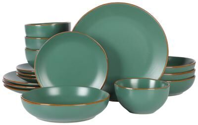 Gibson Home Hazeltine 16 Piece Plates and Bowls Dishes Stoneware Ceramic Dinnerware Set