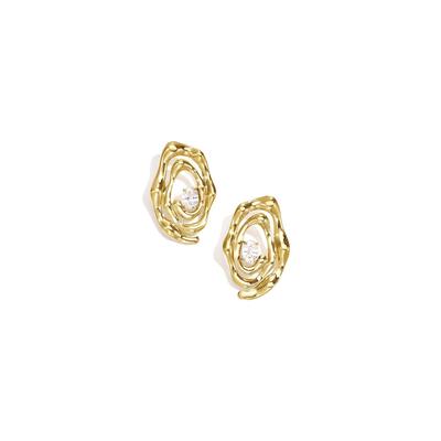 Paar Ohrstecker ADELIA´S "LIVAYA Ohrringe Ohrstecker unregelmäßige Form Edelstahl Strass", Damen, Gr. Damen, Edelstahl, gold (goldfarben), Ohrringe, Modisch durch die unregelmäßige, mehrlagig wirkende Form