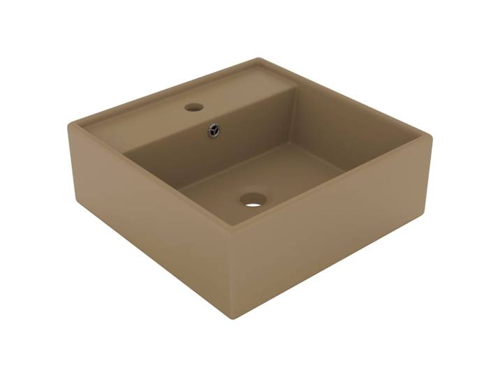 vidaXL Luxus-Waschbecken Überlauf Quadratisch Matt Creme 41x41 cm