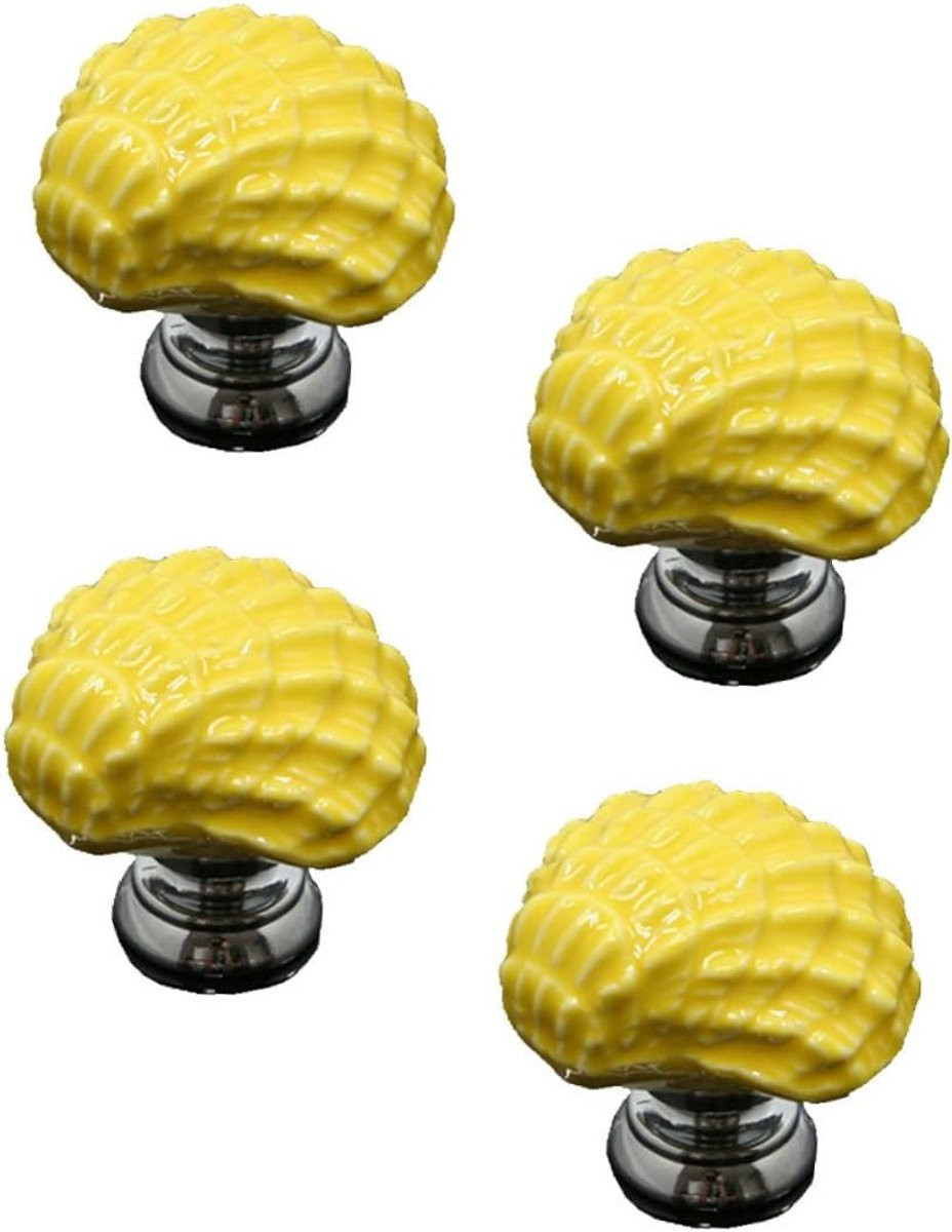Geel Keramische Schelp Design Deurknoppen voor Meubels - 3,1 cm