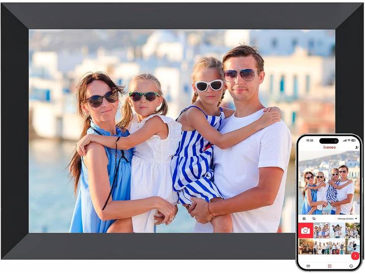 Cadre photo numérique WiFi Frameo 10,1 pouces, cadre photo électronique intelligent avec écran tactile HD IPS, diaporama, mémoire 16 Go A