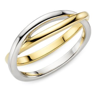 Fingerring "Schmuck Geschenk Silbering teilweise gelbgoldfarben vergoldet" Gr. 54, silberfarben, gelbgoldfarben, ANISTON JEWELRY & WATCHES, Fingerringe, Damen, 54, Silber 925 (Sterlingsilber), 6,3mm, Fingerring