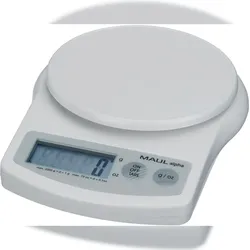 Briefwaage Maulalpha mit Batterie weiß bis zu 5000 g Packung mit 12 Stück