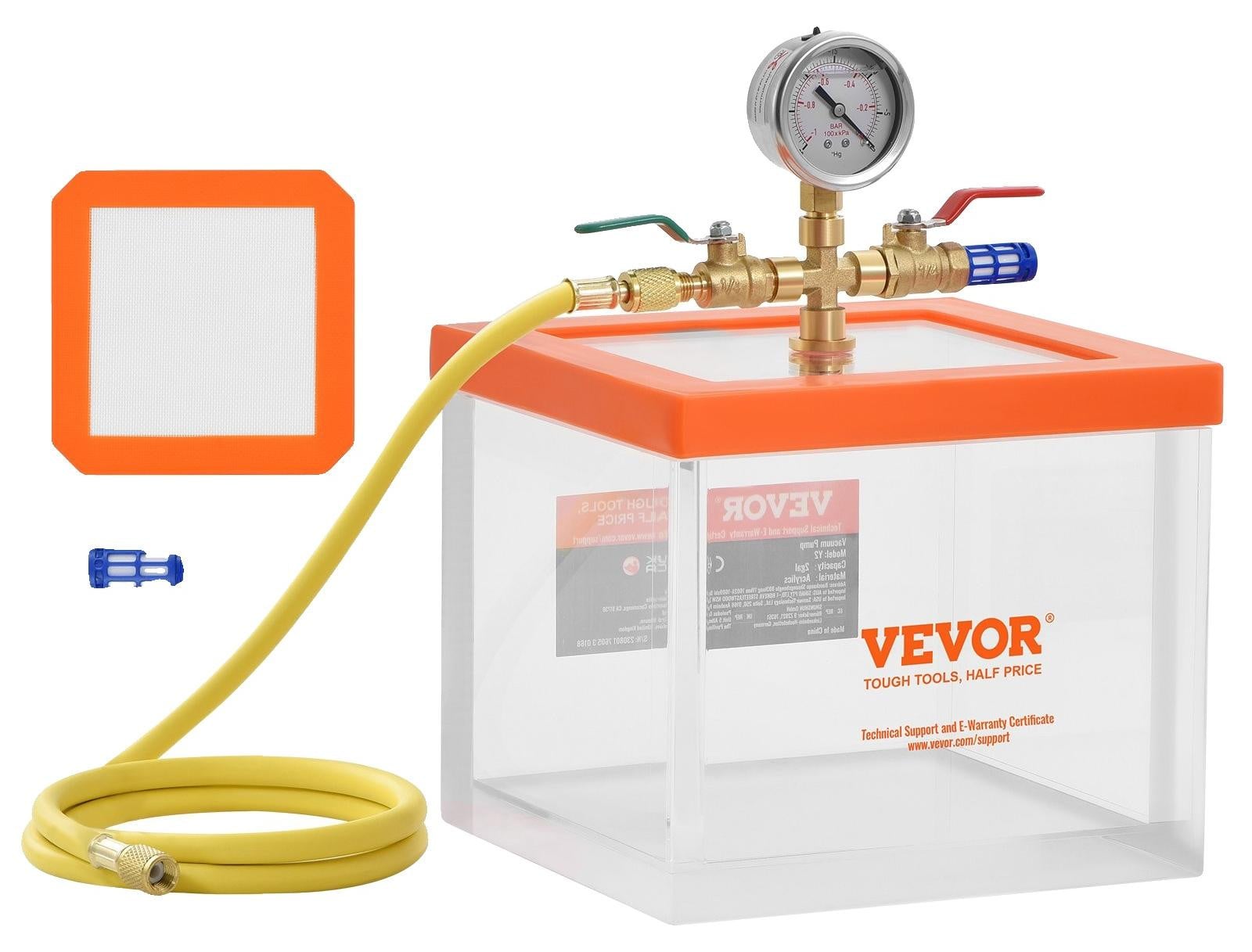 VEVOR Multifunctionele Acryl Vacuümkamer, Transparante Ontgassingskamer voor Hars, Silica Gel en Gips, 7,57 l