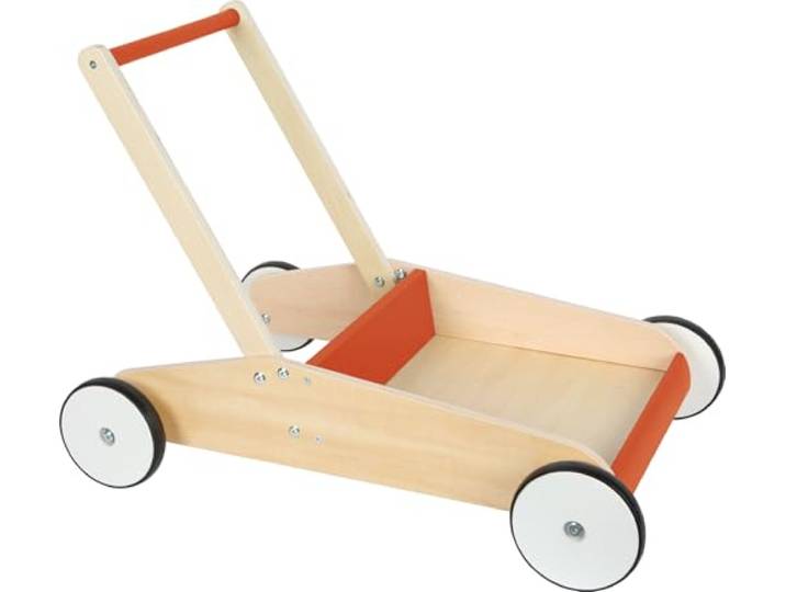 small Foot Lauflernwagen Kupferrot, robuster Schiebewagen aus Holz, mit großer Ladefläche, ab 12 Monaten, 12610