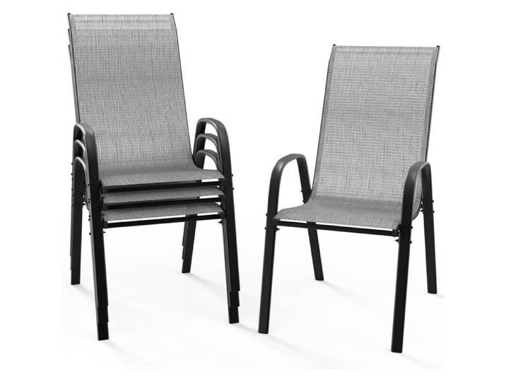 Chaises de Jardin Lot de 4 - VINGLI - Gris - Idéales pour Jardins Cours Balcons Restaurants - Facile à Installer