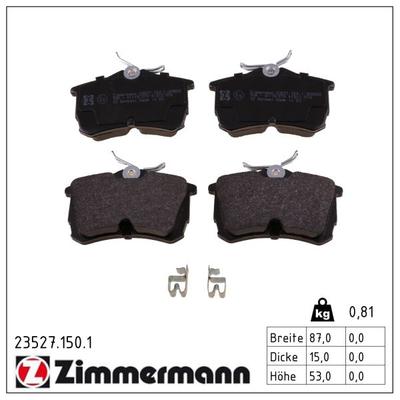 ZIMMERMANN Bremsbelagsatz, Scheibenbremse 235271501 Hinterachse für HONDA