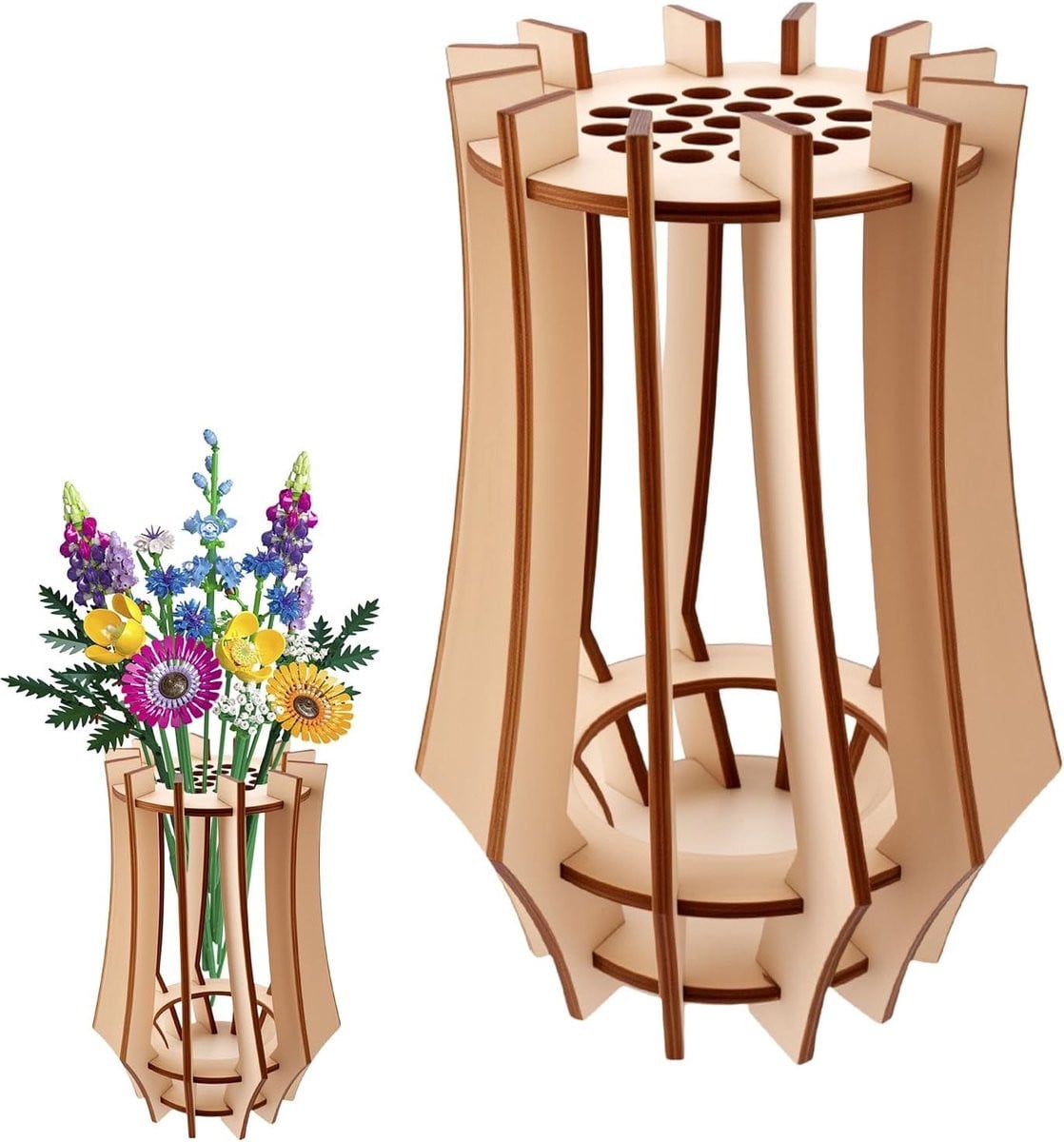 Creatieve Houten Bloemenvase Bouwset 3D Puzzel en Decoratief Houten Speelgoed voor Kinderen