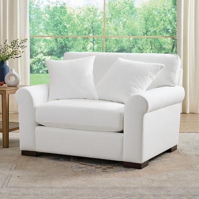 Cleo Upholstered Chair & A Half - Crypton Chenille Nomad Snow (Stocked) - Grandin Road