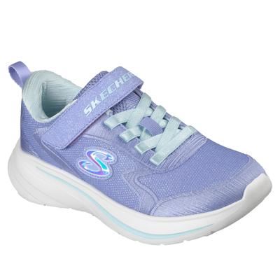 Sneaker SKECHERS "WAVE 92", Mädchen, Gr. 29, lila (hellblau), Lederimitat, Textil, Glitzer, Schuhe Sneaker, Schlupfschuh mit Glitzer für Mädchen, Größenschablone zum Download