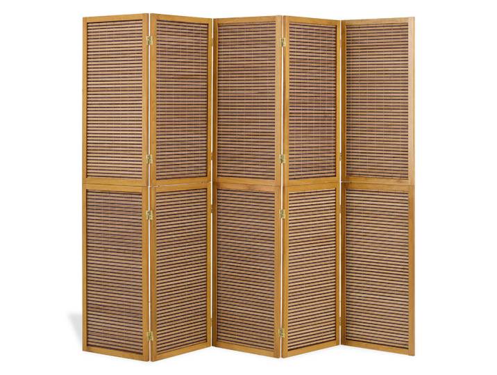 Homestyle4u Paravent 5-tlg. 220/175 cm Braun Bambusstreben, Holz, 220x175x2 cm, Wohnzimmer, Raumteiler, Paravents