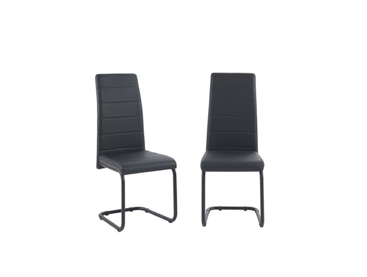 BAÏTA - Stühle Mara, 2 Stück, Kunstleder, Schwarz, Metallbeine, Schwarz