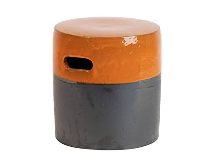 Adda Home Beistelltisch/Hocker, steinzeug, Orange/Grau, 38X38X42CM