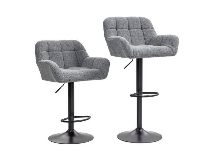 FELIXLEO Esszimmerstuhl Barhocker 2er-Set höhenverstellbar Fleece Grau (1 St)