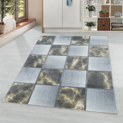 Teppich AYYILDIZ TEPPICHE "OTTAWA 4201", gelb, B:80cm H:8mm L:150cm, Polypropylen (PP), Teppiche, Teppich, Karo Muster, Kurzflor, Wohnzimmer