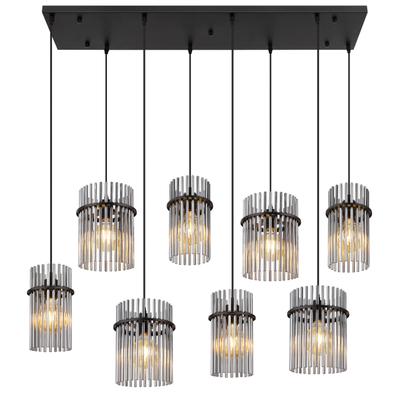 GLOBO LIGHTING Hängeleuchte "GORLEY", silber (schwarz matt), H: 125cm, 1 Stk., Leuchten, Hängelampe Glasstäbe rauchfarben klar verlaufend elegant Esszimmer, Hängeleuchte
