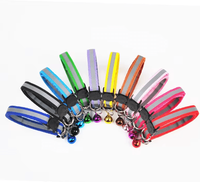 Inspire Picks Safe Glow Reflective Breakaway Cat Collar With Bell random Color 10pcs width1cm