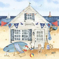 ti-flair 20 Servietten Papier 33x33cm 3-lagig hochwertige Einweg Papierservietten Maritim Haus am Strand Partyservietten Motivservietten Lunchservietten