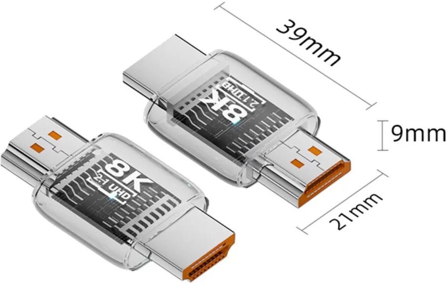 INF UHD HDMI 2.1 Adapter (3er-Pack) – 8K 60Hz, 180° Gerade HDMI-Stecker, Transparentes ABS