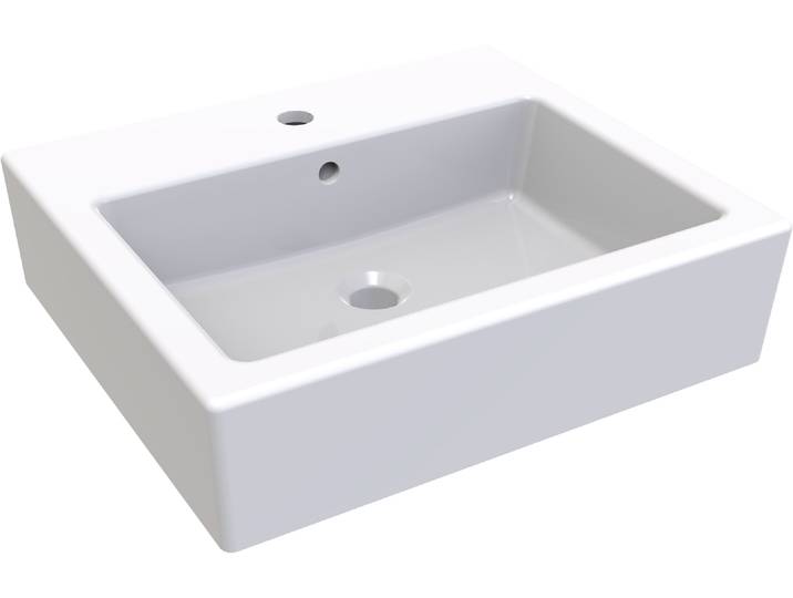 Aufsatzwaschbecken WELLTIME Pesante , weiss (nano weiß), B:53,5cm H:16cm T:46cm, Keramik, Waschtische, Aufsatzwaschbecken, NANO Glasur