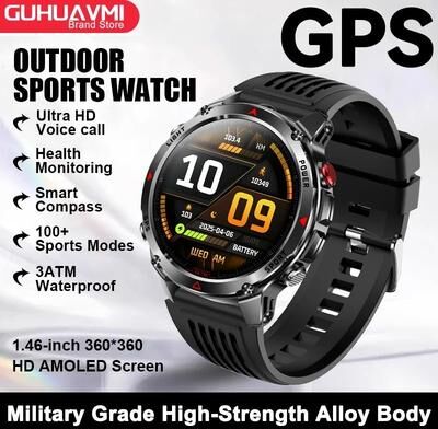 Uplifted Finds 2025 GPS Map Navigation Smartwatch   AMOLED HD Display & Compass   Executive 3ATM Waterproof NFC Bluetooth Call System black