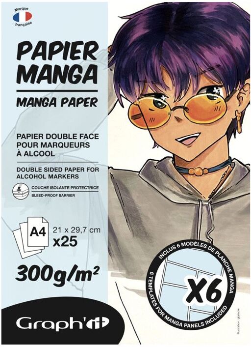 GRAPH'IT BLOC MANGA A4 300g - 25 feuilles + 6 calques