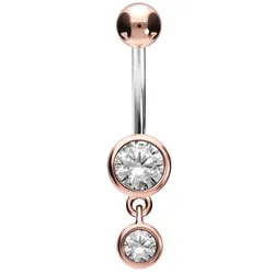 Titan Bananabell mit 925er Silber-Design 2 KRISTALLE