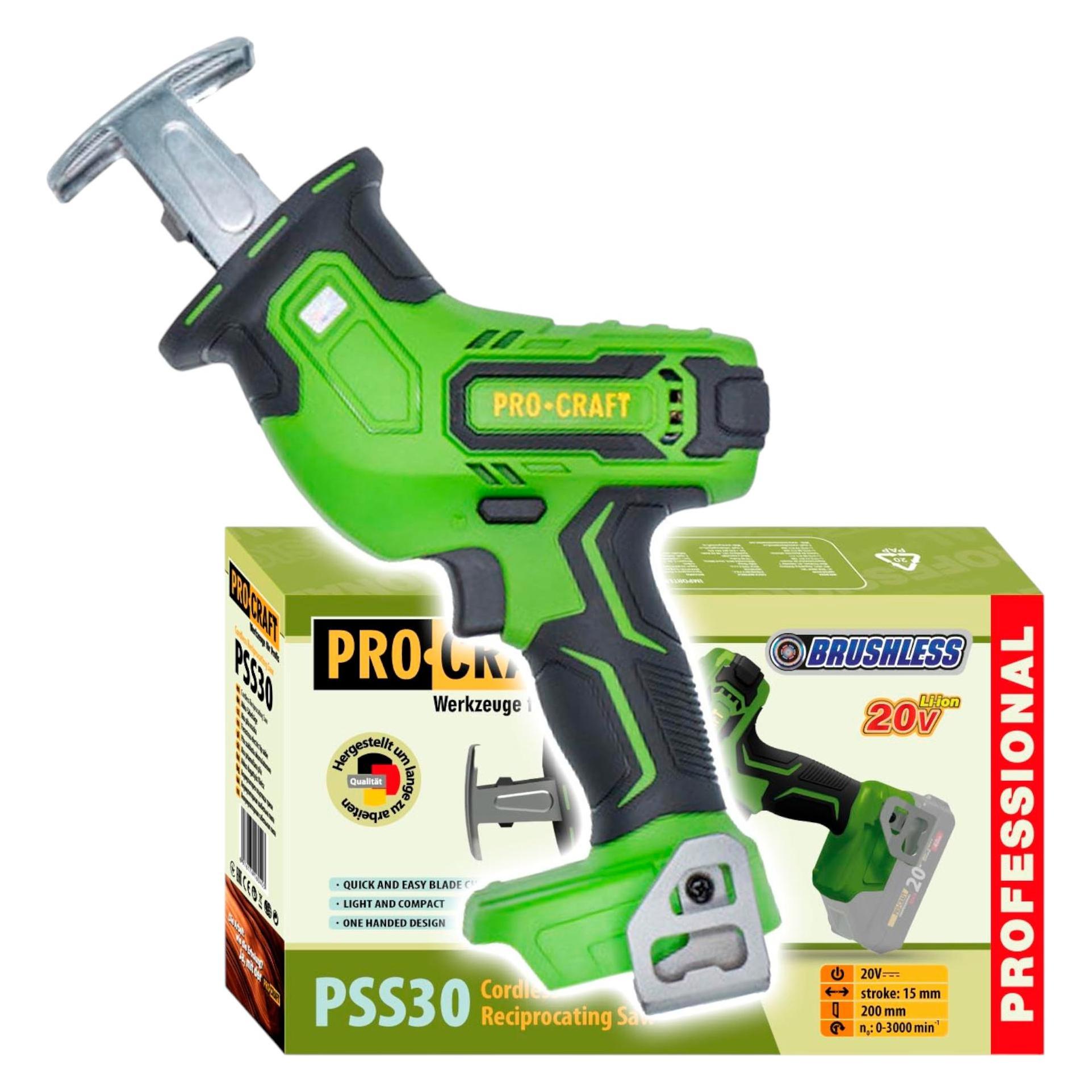 Procraft PSS30bb Akku Säbelsäge 20 V Brushless Solo - ohne Akku, ohne Ladegerät (PSS30bb)