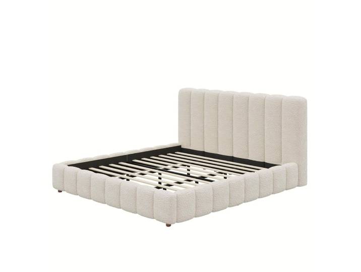 Lit double en polyester blanc 180 x 200 cm