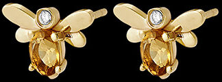 Edenly Ohrringe Pop-Biene - Gelbgold, 18 Karat, Diamant und Citrin