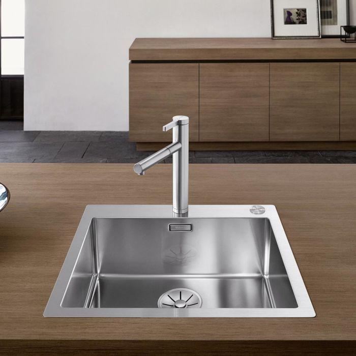 Blanco Claron Spüle 521633 500-IF/A, 56 x 51 cm, Edelstahl, mit PushControl Ablauffernbedienung
