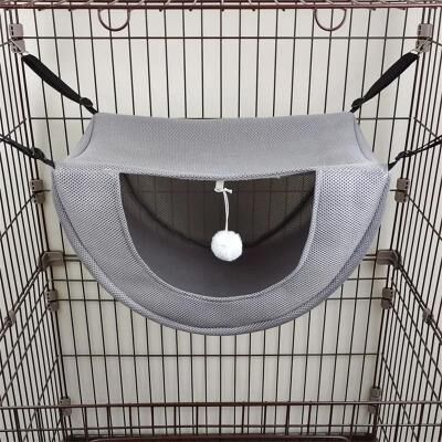 Uplifted Finds Cat Hammock Mesh Hanging Bed For Cages Small Animal Sleeping House m gray