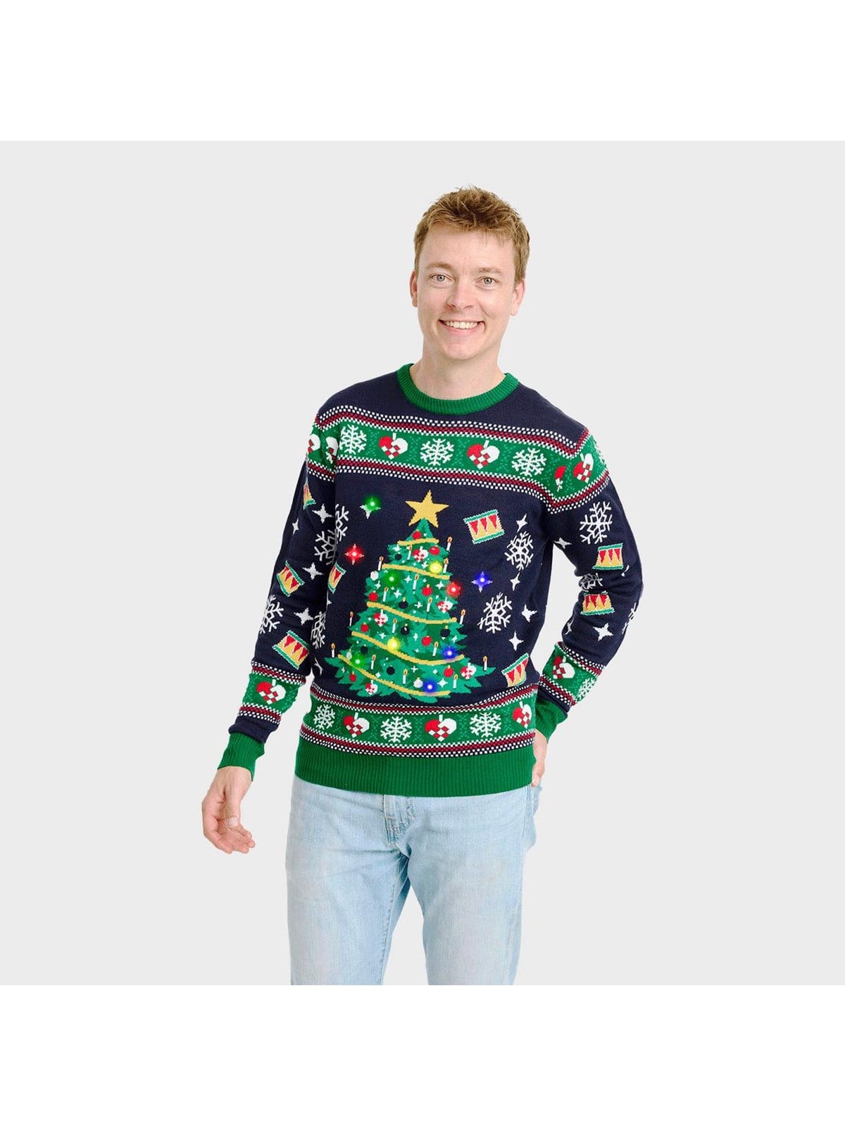Jule-Sweaters - Christmas tree sweater blue LED - XS