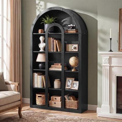 Bluebell 71-Inch Tall Arched Bookshelf with Open Shelves for Living Room, Office, Bedroom