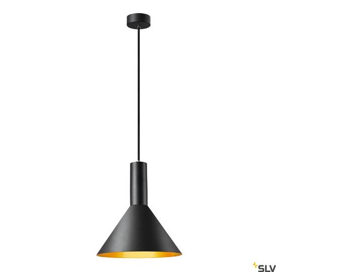 SLV Phelia 275 E27\, suspension conique\, noire et dorée