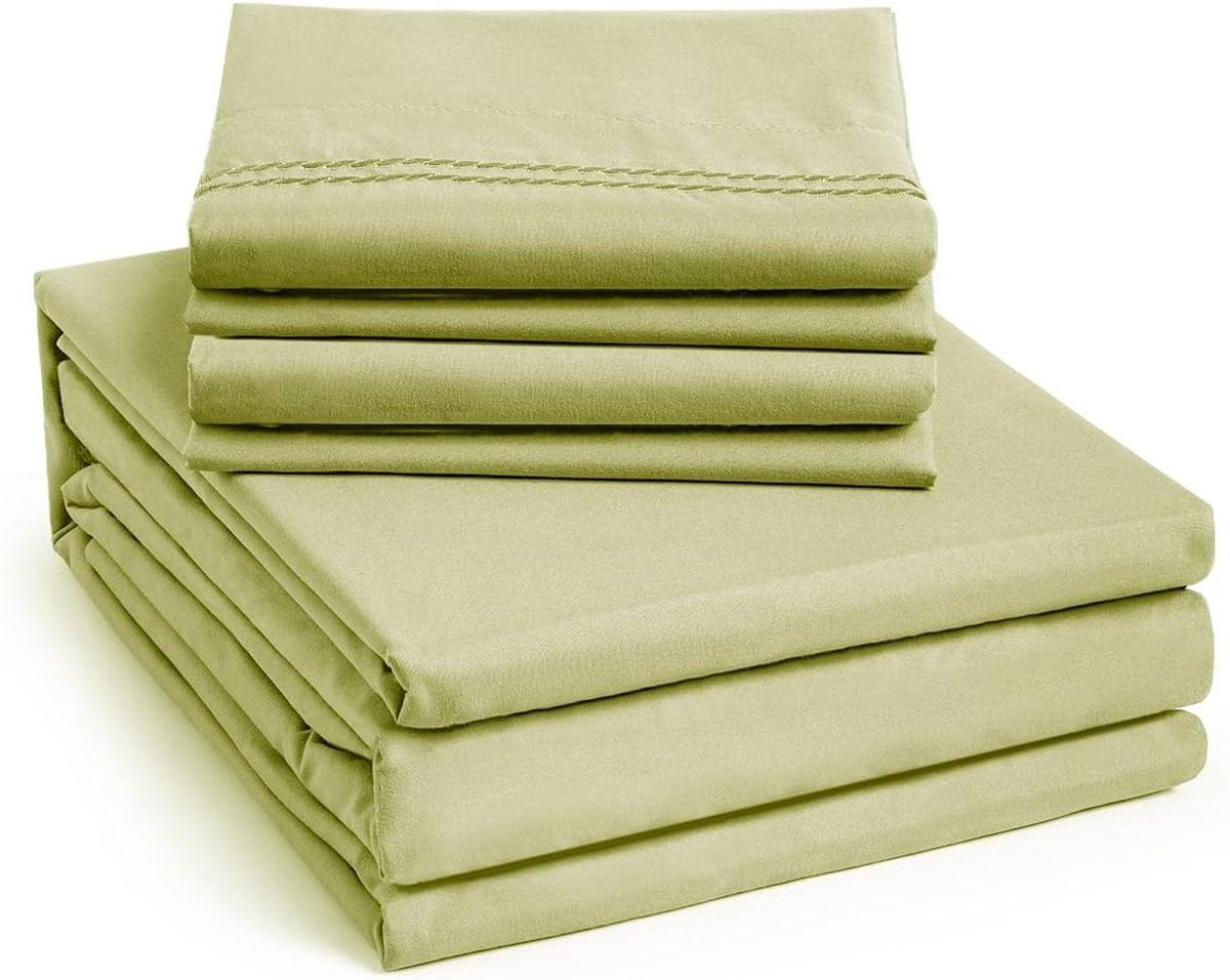 Luxe Laken Set Queen Size - Lichtgroen - Beddengoed Set met Diepe Hoeken