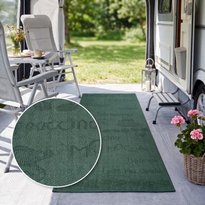 Läufer OTTO HOME "Coffee, Kaffee-Motive, In- und Outdoor geeignet", grün, B:80cm H:5mm L:250cm, Kunstfaser, Teppiche, Läufer, Wetterfest, UV-beständig, Küchenläufer, Camping, Balkon