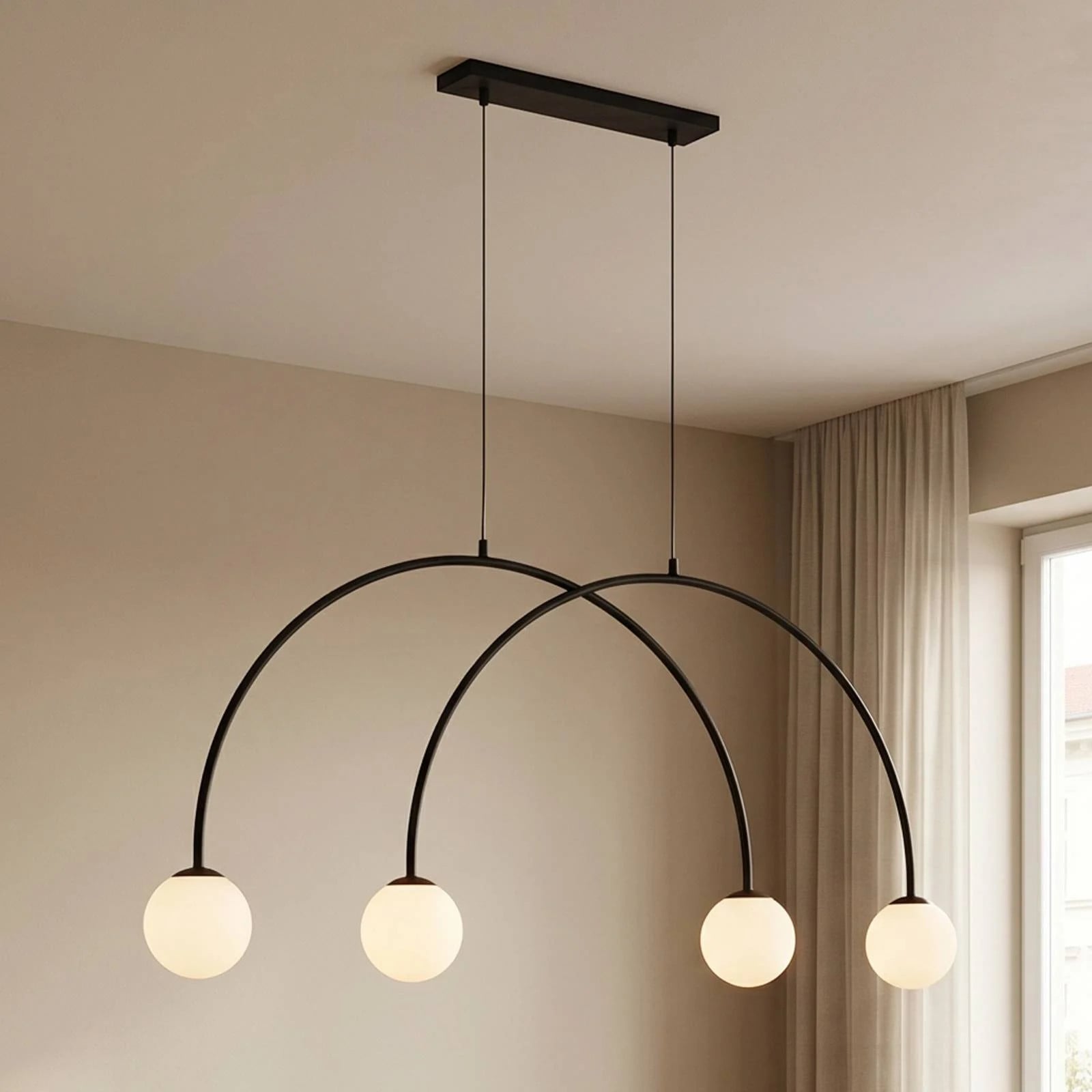 Aldex Alison moderne hanglamp zwart met glas, dimbaar