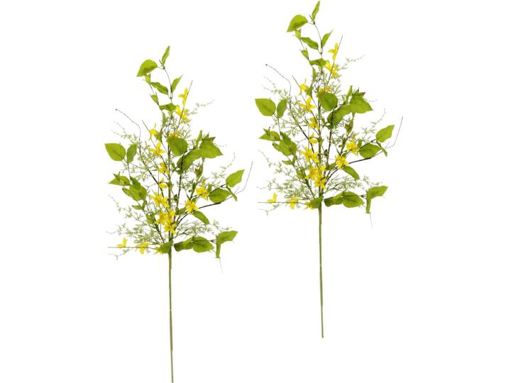 Kunstblume I.GE.A. Forsythien-Mixed Zweig , gelb, B:30cm H:80cm, Obermaterial: 95% Polyester, 5% Kunststoff, Kunstpflanzen, Kunstblume, 2er Set
