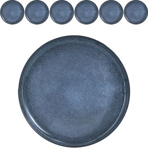 Moritz&Moritz Teller Vida Dinnerteller, Porzellan, rund, Ø 27 cm, blau, 6 Stück