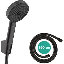 hansgrohe Pulsify Select S Brausehalterset 105, 3-jet Relaxation, inklusive Handbrause, Brauseschlauch 1600mm, 24303670, Farbe: Mattschwarz