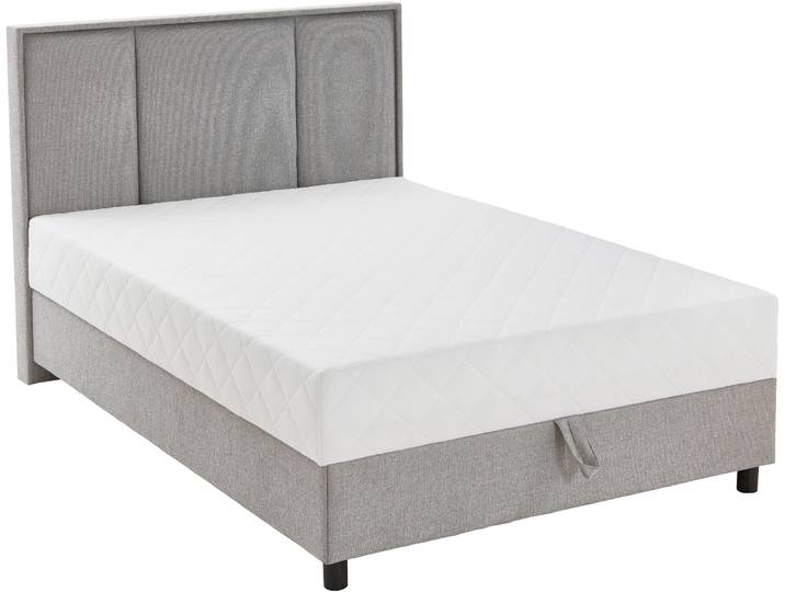 Boxbett ARLA , grau (hellgrau), B:95cm L:213cm, ATLANTIC HOME COLLECTION, Komplettbetten, Boxbett, mit Taschen-Federkernmatratze und Bettkasten