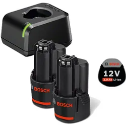 Bosch Professional Zubehör, Werkzeugakku + Ladegerät, Akku-Starter-Set GBA 12 Volt / 2x 3,0 Ah + Schnellladegerät GAL 12V (12 V)