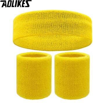 Inspired Finds AOLIKES Moisture Wicking Sports Headband And Wristband Set yellow