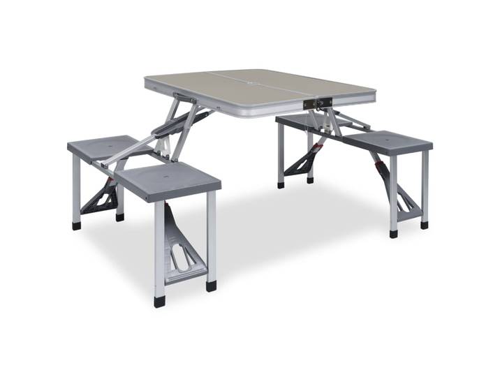 vidaXL Klappbarer Campingtisch mit 4 Sitzen Stahl Aluminium