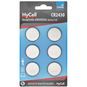 HyCell Knopfzelle CR2430, 300 mAh, Lithium, 6 Stück