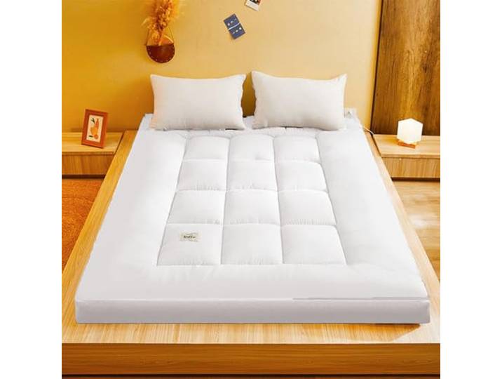 TVANTRUXIS Baumwoll-Futon-Matratze Mehrfarbige, mehrere Größen Camping: Rutschfeste, zusammenklappbare, aufrollbare Bodenmatte(White,120*200CM)