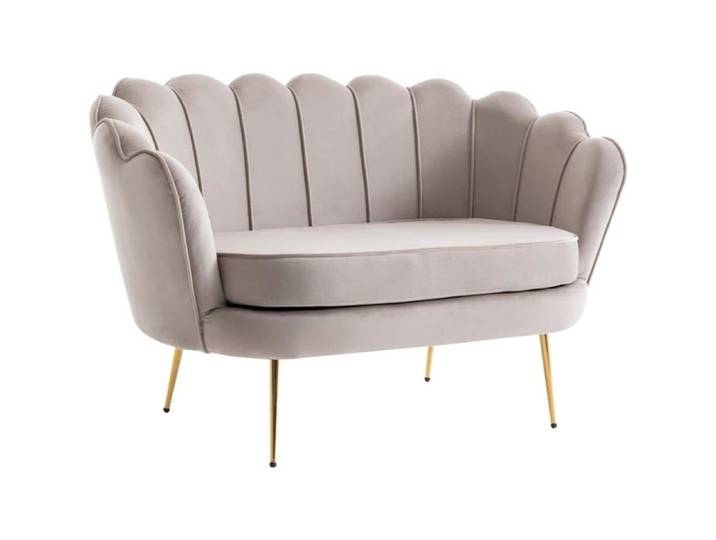 Vente-unique Canapé 2 Places Dandelion Velours Taupe 124x78x73 cm Pieds Métal Dorés