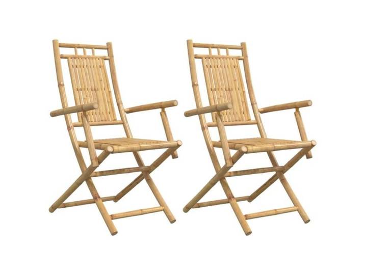 Chaise de jardin - Dbaiyi-Ddis - Lot de 2 - Bambou naturel - Pliable - Confortable avec accoudoirs
